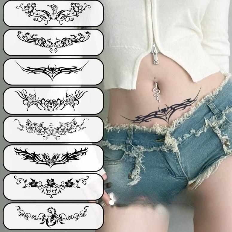 8pcs Stiker Tato Kupu-Kupu Tahan Lama dan Tahan Air Semi Permanen