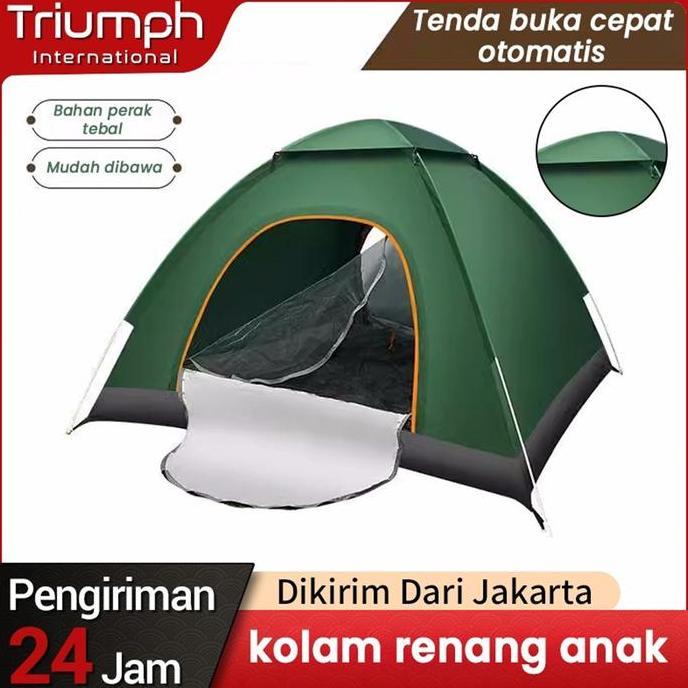 Tenda Camping 2*2M Kemah Luar Ruangan Anti UV, Tahan Air, Anti Serangga Tenda 3 - 4 Orang, Tenda Hij