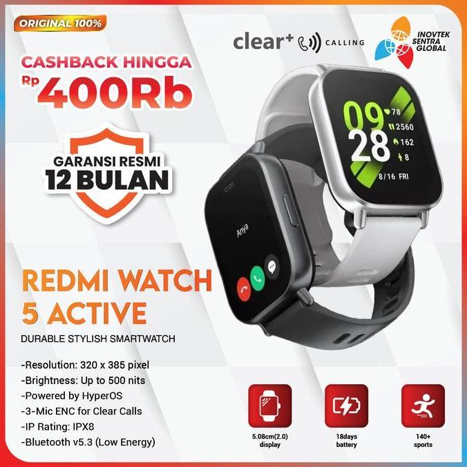 BLOODIBURS - XIAOMI MI REDMI WATCH 5 ACTIVE / 3 ACTIVE SMARTWATCH - GARANSI RESMI