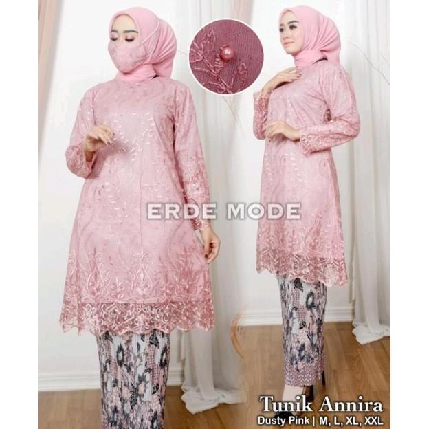 SETELAN KEBAYA TUNIK ANNIRA KEBAYA TUNIK MUSLIM Mutiara Panjang Baju Wanita Pesta Kondangan