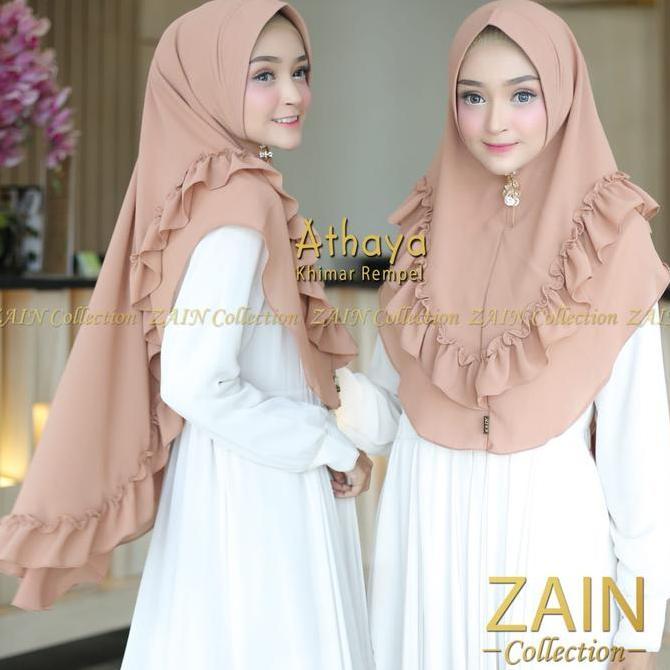 Hijab Syar'i Premium / Khimar syari Rempel / Khimar ceruti 2 layer Ped Soft Anti Tembem > Hijab Atha