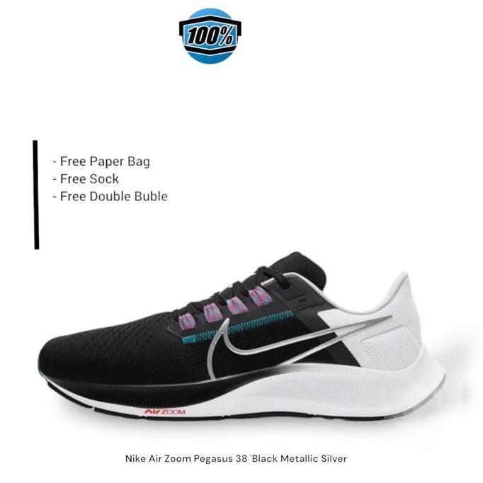 Sepatu Pria Nike Air Zoom Pegasus 38 'Black Metallic Silver
