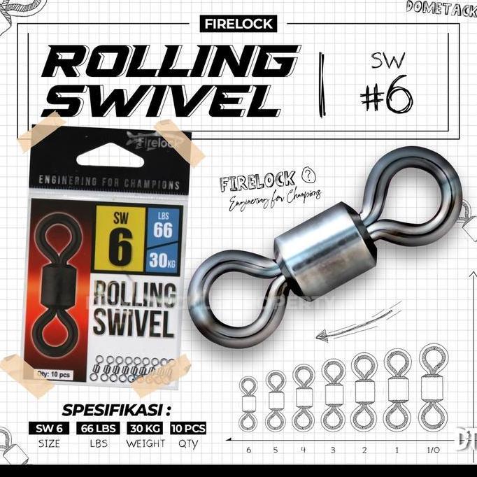 Promo Firelock Kili Kili Rolling Swivel Pancing 1/0 1 2 3 4 5 6 Saltwater Mancing Cod