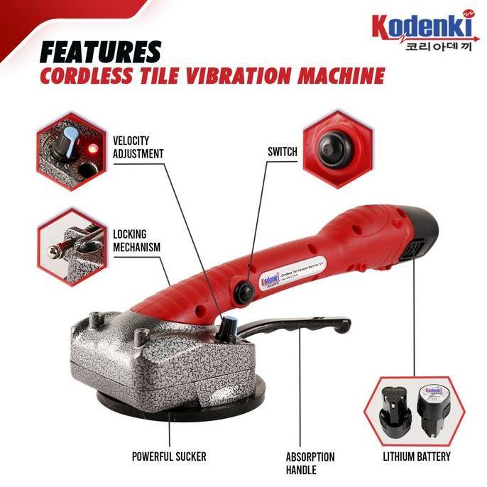 Mesin Perata Keramik Getar Baterai Cordless Kop Alat Perata Keramik