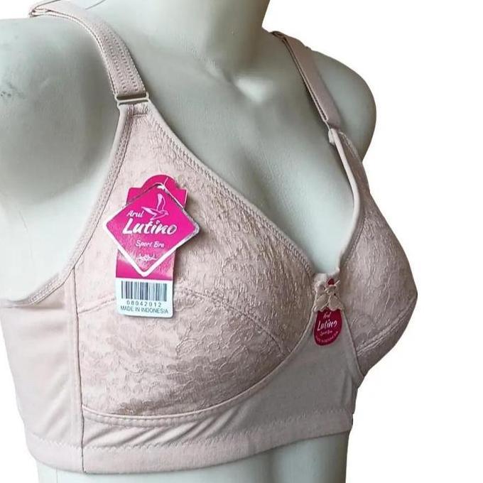 Lutino Bra Sport Brukat 36-48 Fullcup Busa Tipis Tanpa Kawat Kait 3/2 Murah Bh Wanita Dewasa Abu Kat