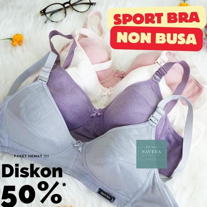 3, 6pcs Sport Bra Murah BH Wanita Tanpa Busa Vienna - NVA0328