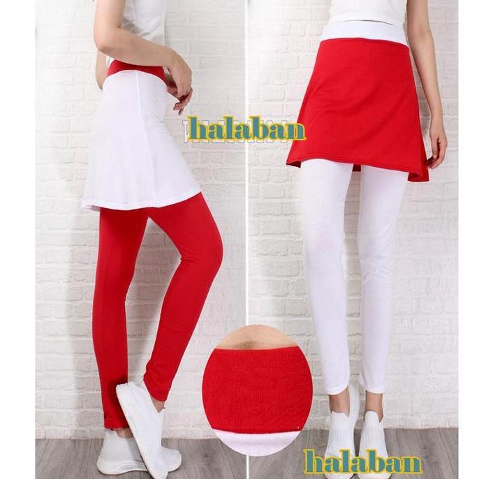 lejing Senam Wanita Merah putih - Rok Celana Senam Wanita Polos Nyaman