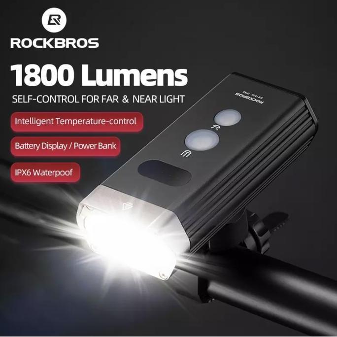 Rockbros Br1800 Lampu Sepeda Bicycle Bike Front Light 1800 Lumens