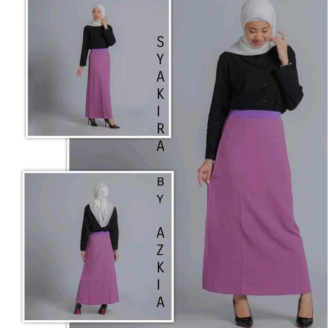 Rok kerja casual trendy wanita A line panjang terbaru modern kekinian pinggang full karet elastis po
