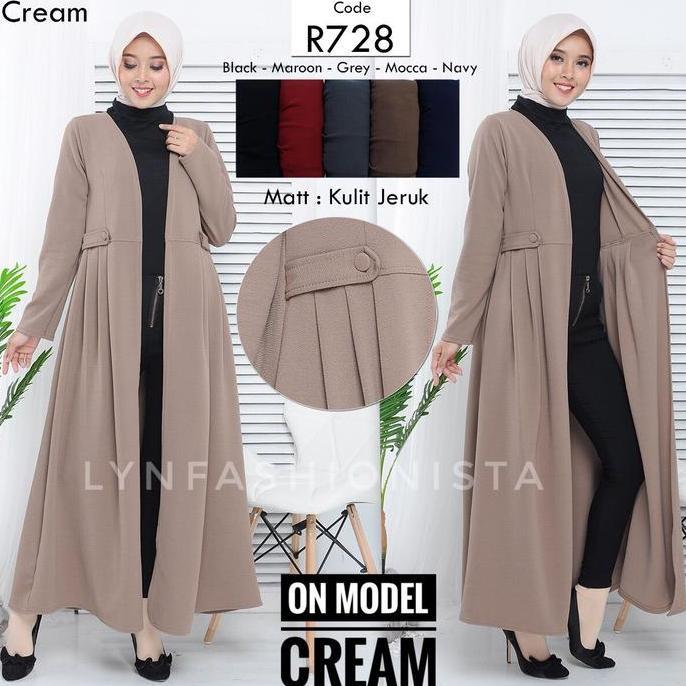 LONG CARDIGAN PANJANG OUTER WANITA MUSLIMAH JERUK TEBAL ADEM/VIKA