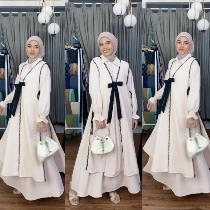 Joley Cloth - Almaira 2In1 Dress + Outer Baju Lepas Pasang Nyaman  Gamis Kekinian Outfit Elegant Gam