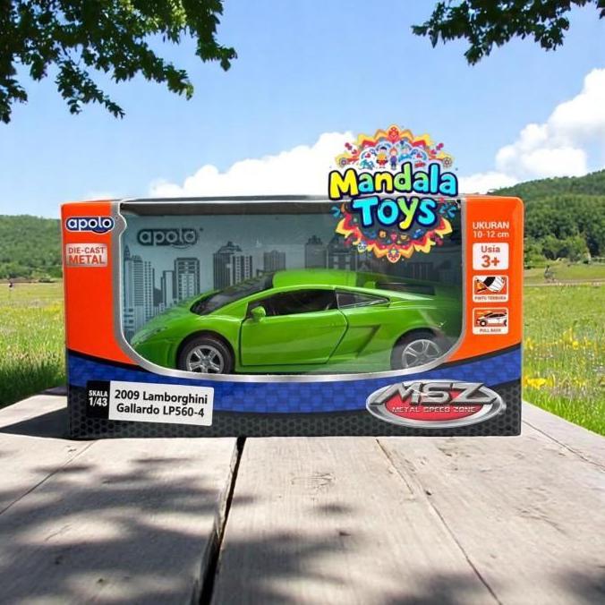 Apolo MSZ 1/43 2009 Lamborghini Gallardo LP560-4 Hijau Diecast Metal/Pintu Terbuka/Pullback