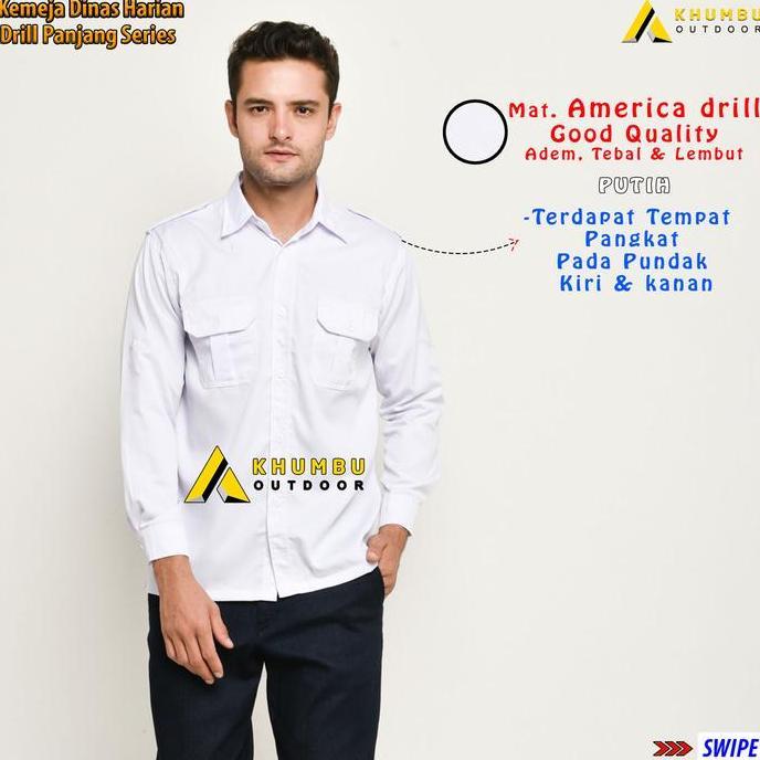 Seragam Kerja PNS/ASN Lengan Panjang PUTIH Polos