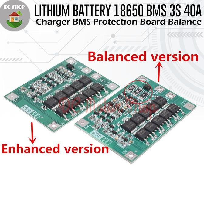 Homefix- Lithium Battery 18650 Bms 3S 40A Charger Bms Protection Board Balance