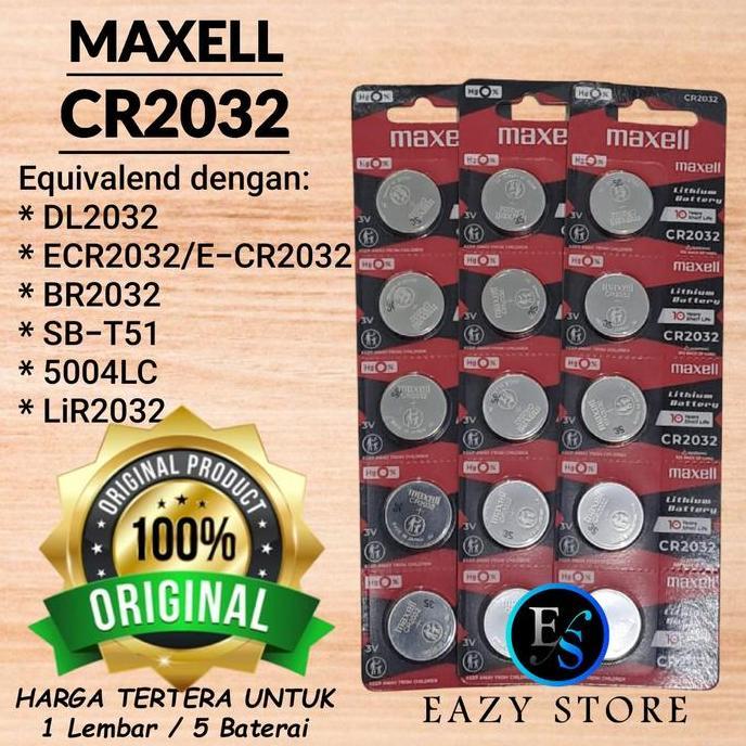 Homefix- Baterai Maxell Cr2032 3V Original Made In Japan Lithium Battery Batre Cmos Cr 2032 H