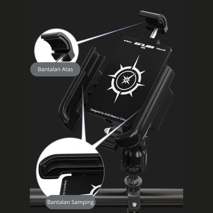 GUB P50 Holder HP Motor Full Besi Stang Spion Dudukan Tempat Handphone Terlaris