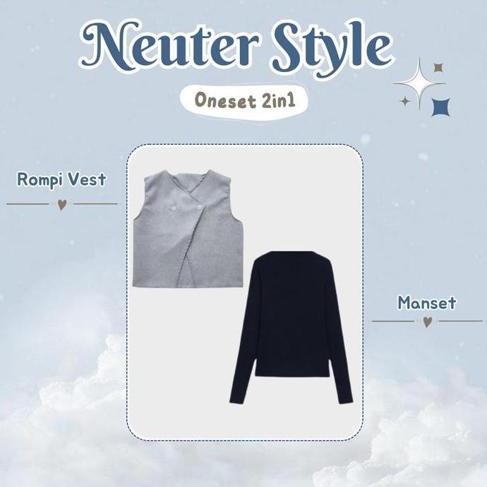 Grgd- One Set Wanita Kekinian Korea Hijab 3 In 1(Rompi Vest + Loose Pants + Manset Lengan Panjang) -