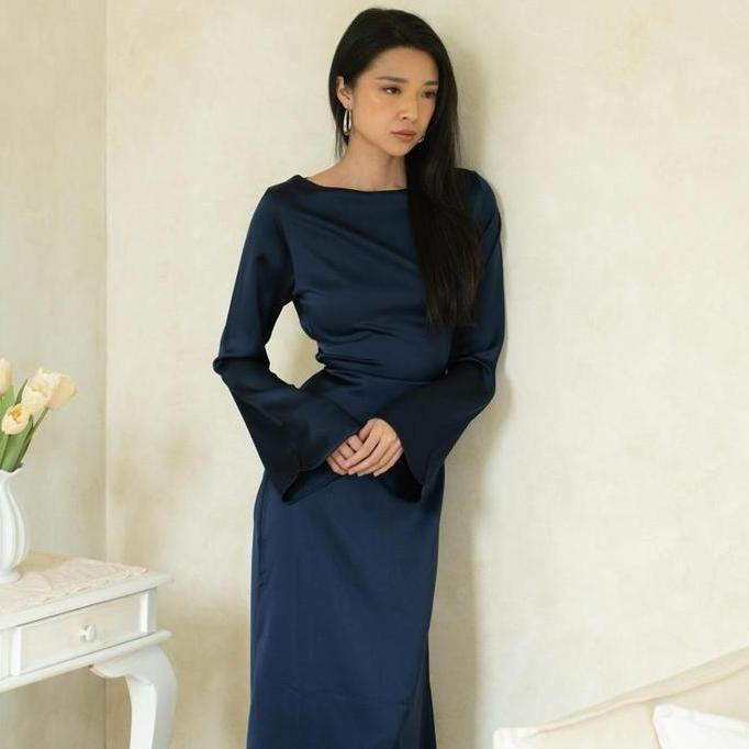 Xyxy- Clea Dress | Rooha | Basic Satin Dress Panjang Wanita Terusan Lengan Panjang Long Sleeves Maxi