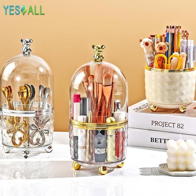 Terpopuler- Yesall Rak Makeup Kosmetik Crystal Transparan Aesthetic Rak Kosmetik Putar 360 Derajat A