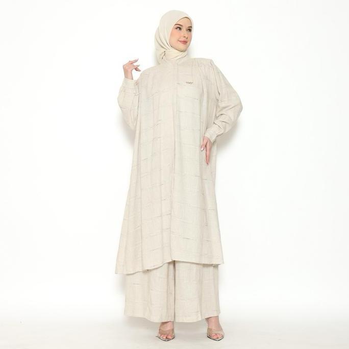 Grgd- Okedashop - Gaina Set Celana - Setelan Celana Wanita Linen Polos Tunik Kulot
