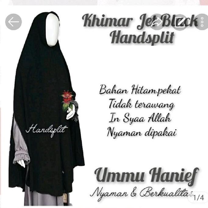 Newrilis- Khimar Syar'I Handsplit Jetblack Leuwitex