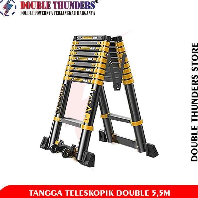 Tangga Lipat Aluminium Teleskopik Model A Double 5,5M (TERBAIK) (TERBARU) (TERMURAH)