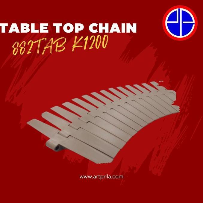 TABLE TOP CHAIN PLASTIC type 882-K1200 TAB Curve, W304.8mm @L10feet (TERBAIK) (TERBARU) (TERMURAH)