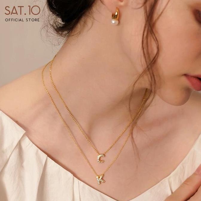 Yxcx- Sat.10 Kalung Alfabet Berlian Penuh - Kalung Rantai 26 Huruf Inggris Kalung Rantai Huruf Dimen