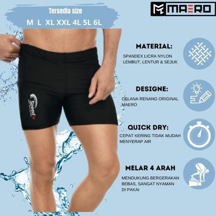 Celana renang 35 pendek pria pro plain color size normal dan jumbo