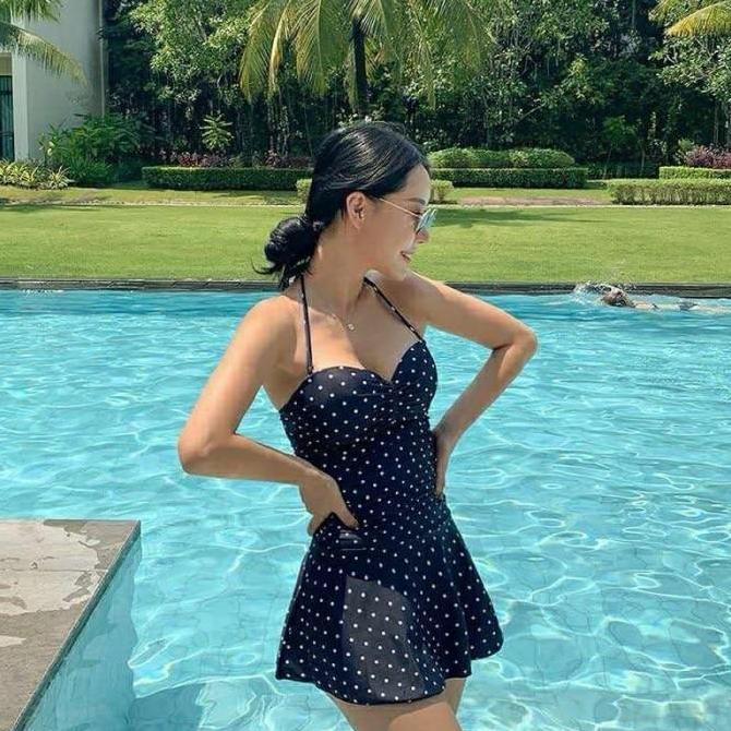 POLKA Swimdress Baju Renang Wanita Jumbo Big Size Swimsuit Swimskirt