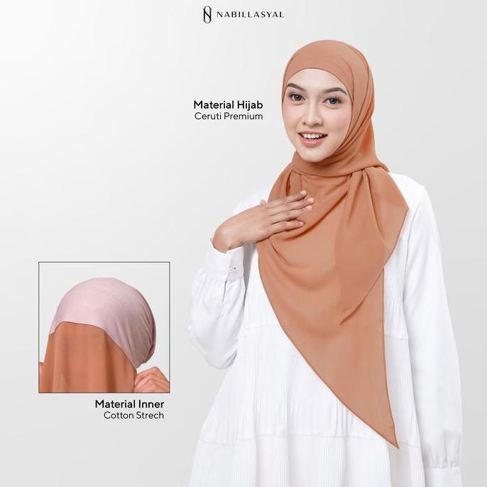 Newrilis- Nabillasyal | Hijab Segiempat Inner 2 In 1 | Hijab Semi-Instant | Ceruti | Hanna Series