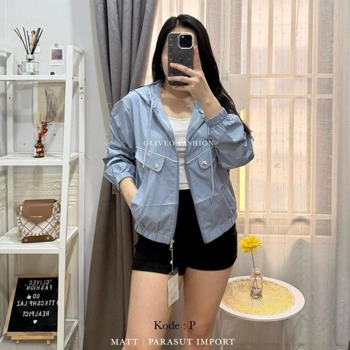 Fwbgy- Gliveo (Cod) - Jaket Korea Parasut Import Premium / Jaket Parasut Cewek / Jaket Hoodie Wanita
