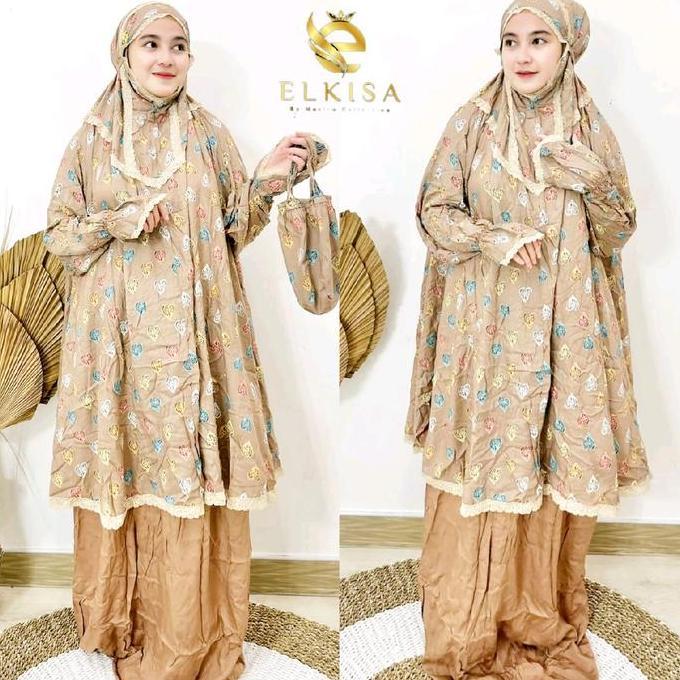 FREE ONGKIR MUKENA ATAS BAWAH FATHIYA BY ELKISA/MUKENA ATAS BAWAH BERLENGAN/MUKENA MOTIF/MUKENA UMRO