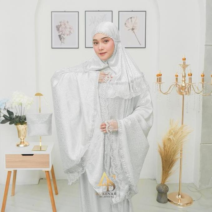 DISKON ASYIFA MUKENA ZAURAH JUMBO JAGUAR SILK SERIES DEWASA PANJANG 130 CM MEWAH LEMBUT DENGAN RENDA