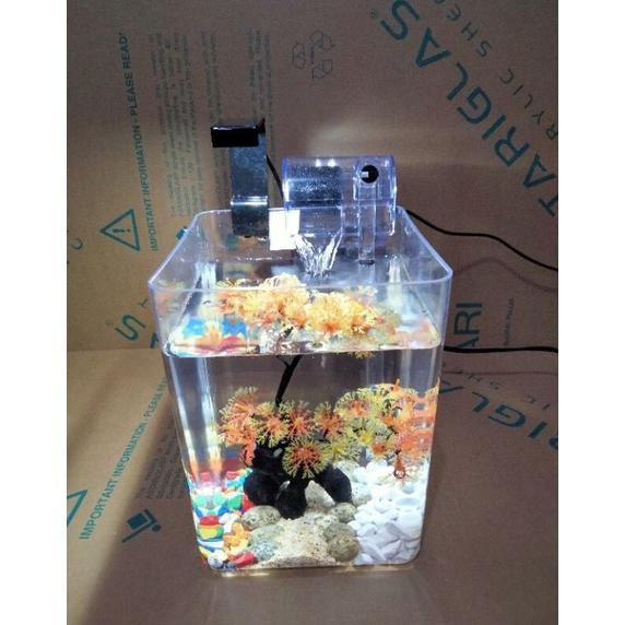 Akuarium mini akrilik + filter gantung/air terjun