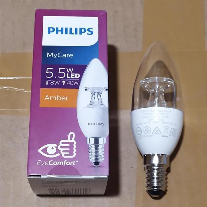 Lampu led candle Philips 5,5 watt E14 kuning