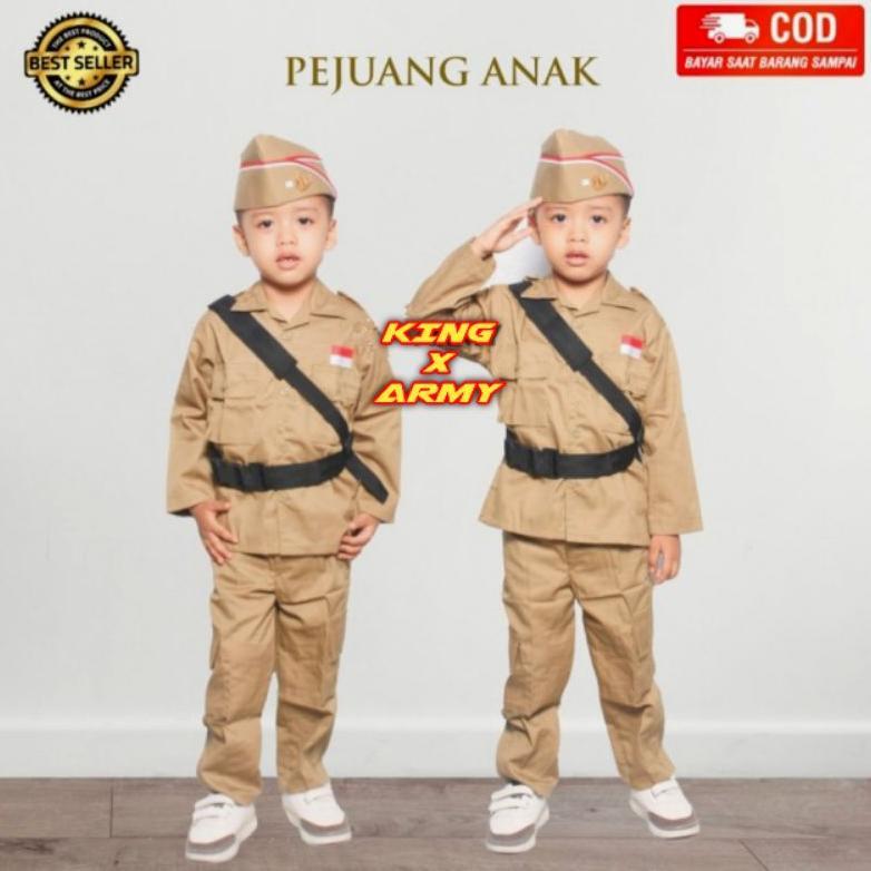 BAJU KARNAVAL PEJUANG CILIK / BAJU PROFESI ANAK PEJUANG / KOSTUM ANAK PEJUANG CILIK