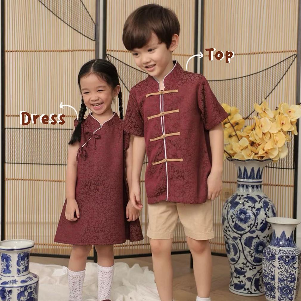 KIDDIEPODS - Ming Cheongsam / Dress dan atasan anak perempuan Laki-laki / Cheongsam anak perempuan d