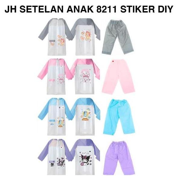Jas Hujan Setelan 8211 DIY Kombinasi Anak perempuan laki laki Motif Stiker kartun Tempel Sendiri