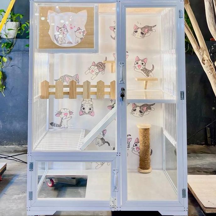 Kandang Kucing 2 Tingkat Alumunium Premium