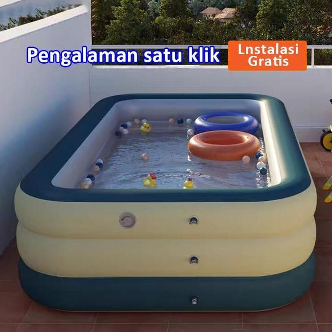 Kolam Renang Anak Jumbo 3 Meter 3-Ring Kolam Mandi Bola Anak Kolam Berenang Anak