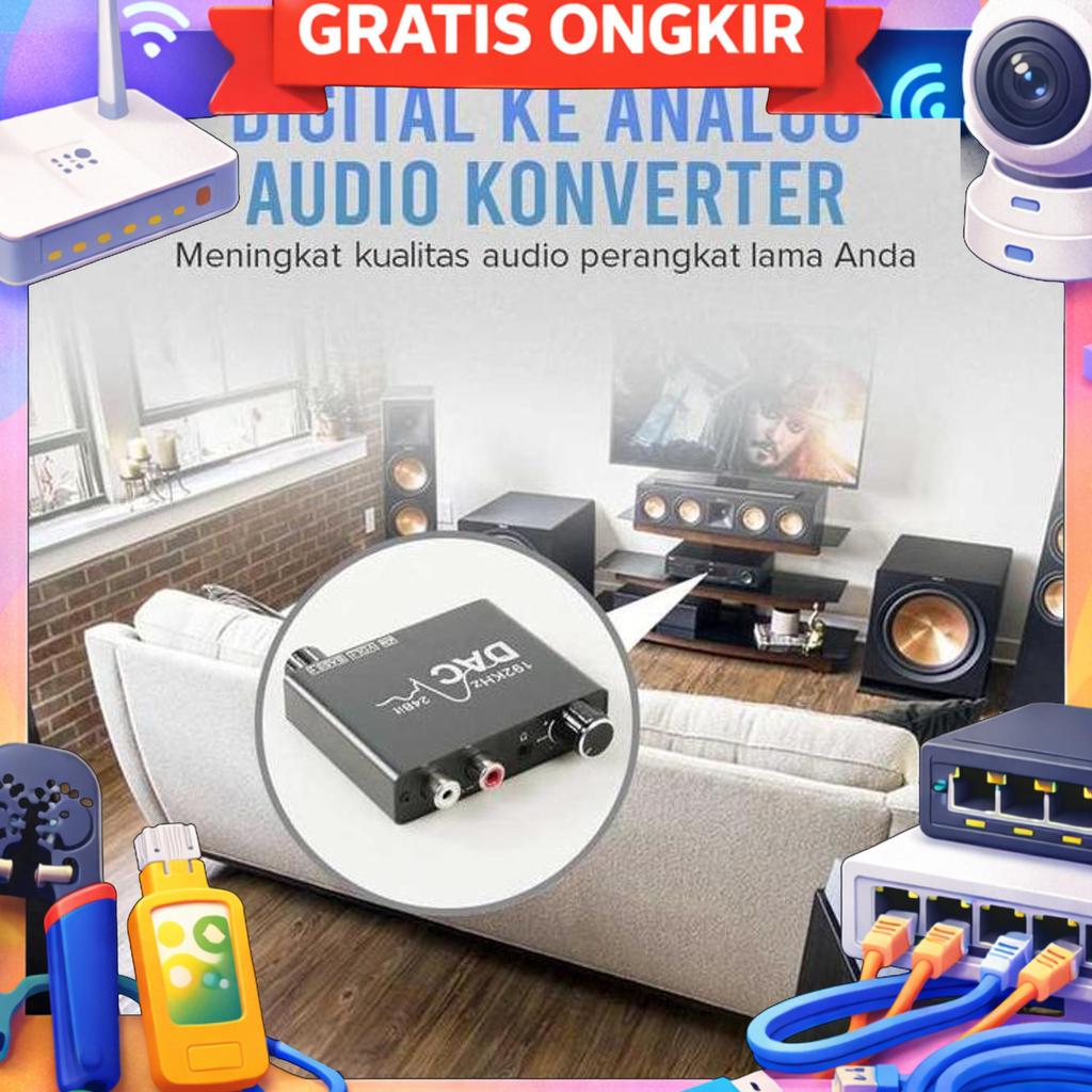 Digital Audio Converter Dac Optical Coaxial To Analog Rca 3.5Mm Usb Type C 192Khz 24Bit Sinyal Digit