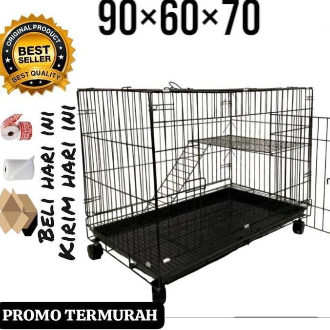 KANDANG KUCING 90x60x70 CM BESI LIPAT TEBAL KANDANG HEWAN TINGKAT TANPA TINGKAT TERBAIK UNTUK KUCING