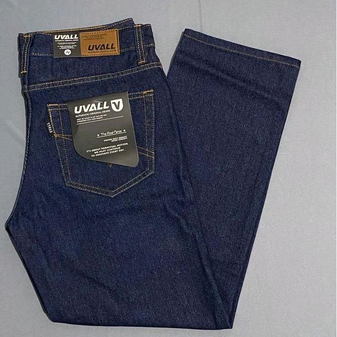 UVALL DENIM  - Celana Jeans Panjang Pria original Model Reguler Loose Fit Standar Basic Bahan Non St