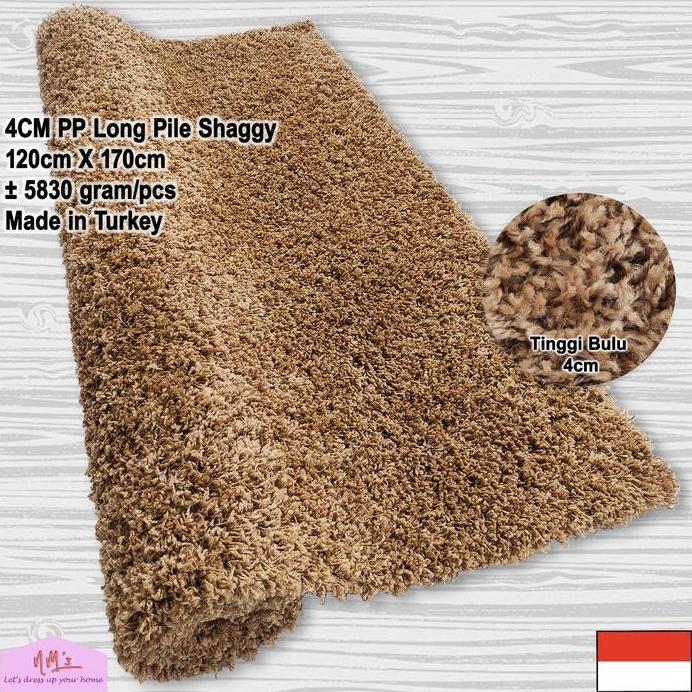 Karpet shaggy polypropylene polos turki bulu panjang halus tebal NMs