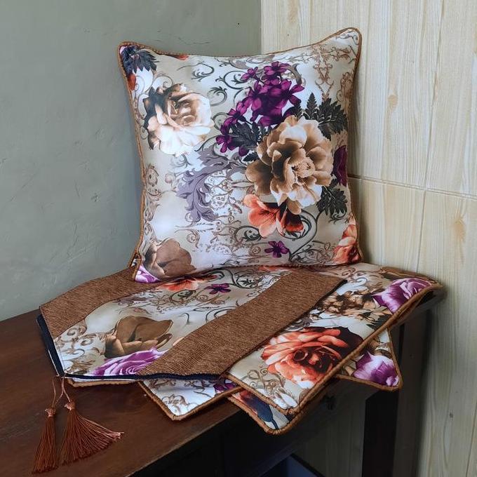 Sarung Bantal Kursi Sofa Set Shabby Bunga-Bunga