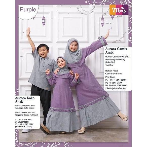 Murah Cod Gamis Anak Aurora Nibras Purple Size P0)0-2Th) Dan P0+(2-3Th)