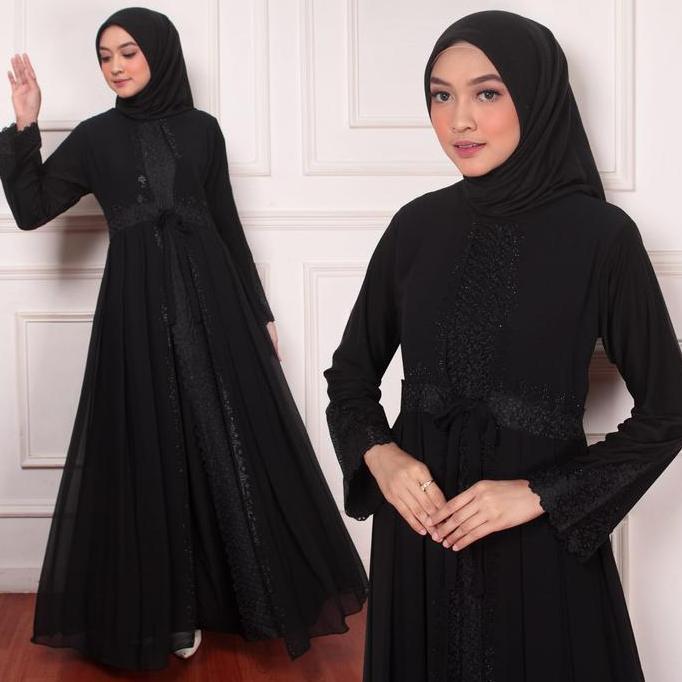 Grosir Galeri Sicantik - Cod - Gamis Abaya Turki Bordir Hitam Kekinian - Abaya Dress Turki Hitam - G