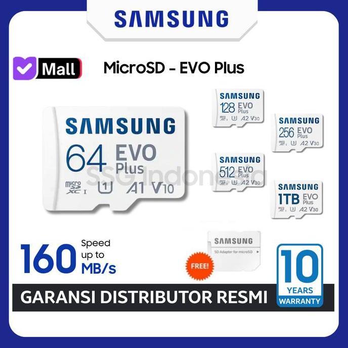 Samsung MicroSD EVO Plus 256GB / 512GB / 1TB / 64GB / 128GB PRO Plus Memory Card Kartu Memori Micro 
