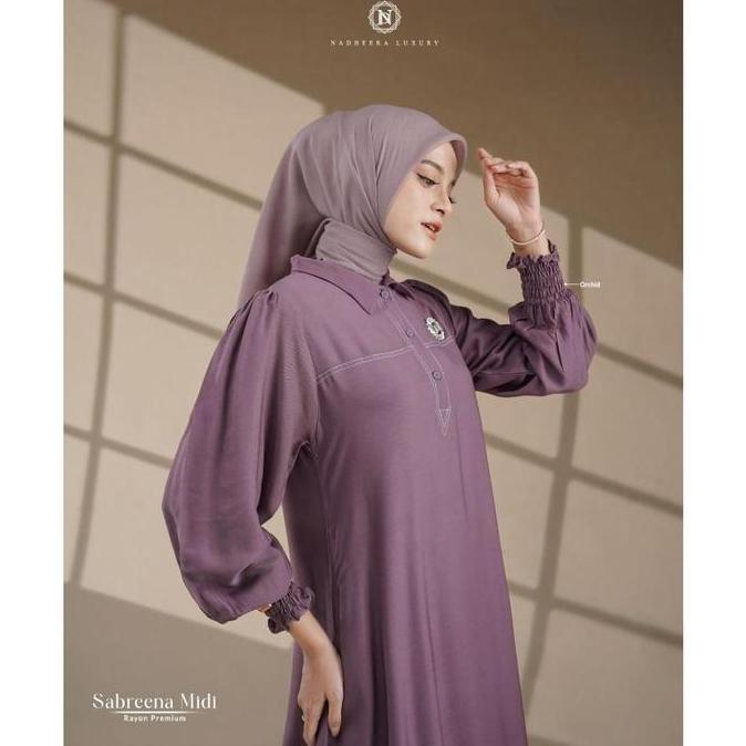 Grosir [Bisa Cod] Sabreena Dress Midi Nadheera Luxury Polos Rayon Premium Simple Nadeera Sabrina Gam